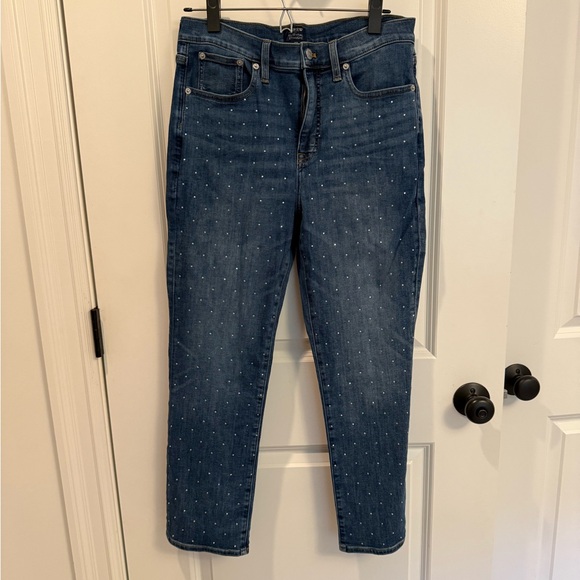 J. Crew Essential Straight Jeans with Rhinestones - 29 - Picture 1 of 6